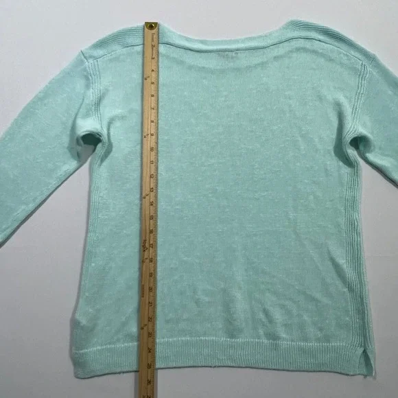 Talbots Sweater 100% Linen Boat Neck 3/4 Sleeve Mint Green Womens Size LP - Picture 8 of 9